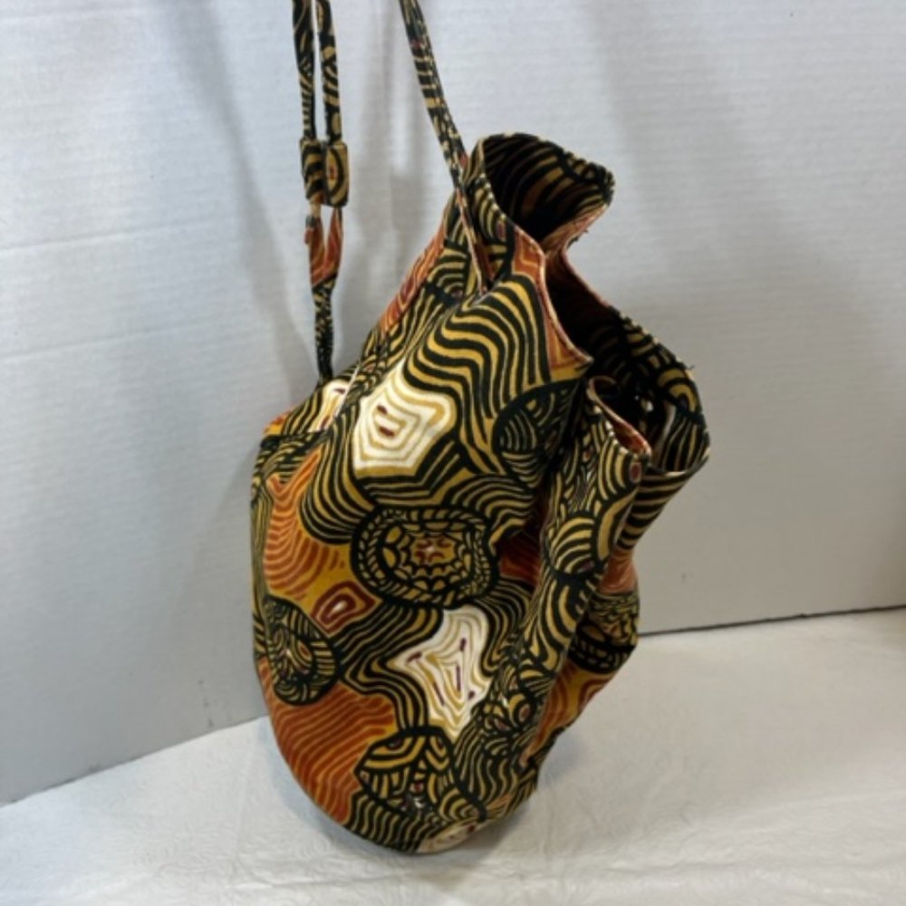 Batik Canvas Backpack Drawstring Shoulder Bag 9x9… - image 3